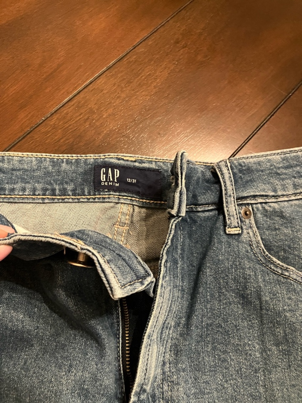 GAP Mid Wash Denim Midi Skirt with Front Slit - Picture 4 of 6